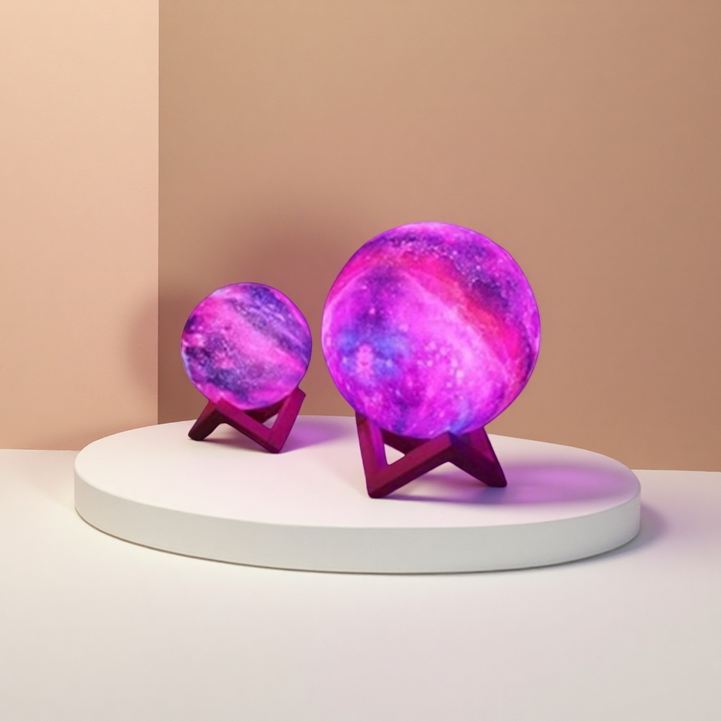 紫色星空月亮灯创意夜灯卧室氛围灯儿童房装饰灯图