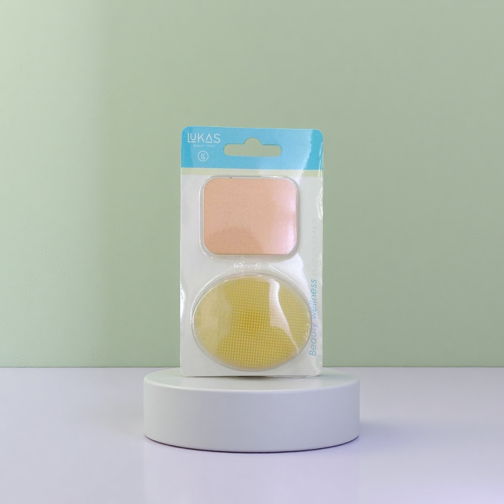 Yellow beauty tool set, multi-functional face wash brush, powder puff details Picture