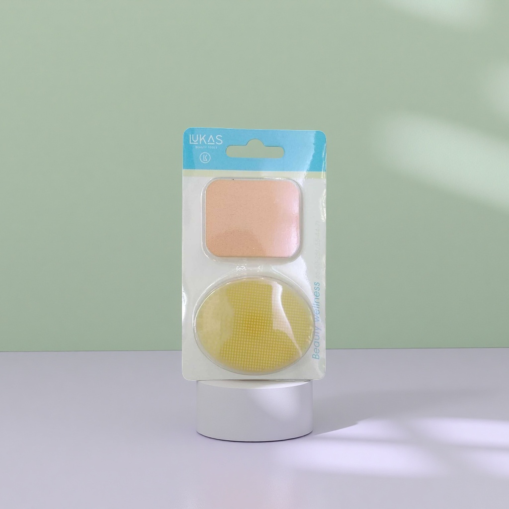 Yellow beauty tool set, multi-functional face wash brush, powder puff Specification image