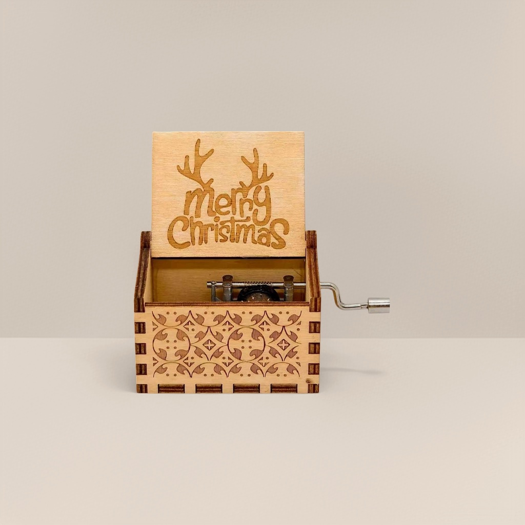 صندوق موسيقى عيد الميلاد الخشبي المزخرف بأيام الأجراس الثلجية Specification image