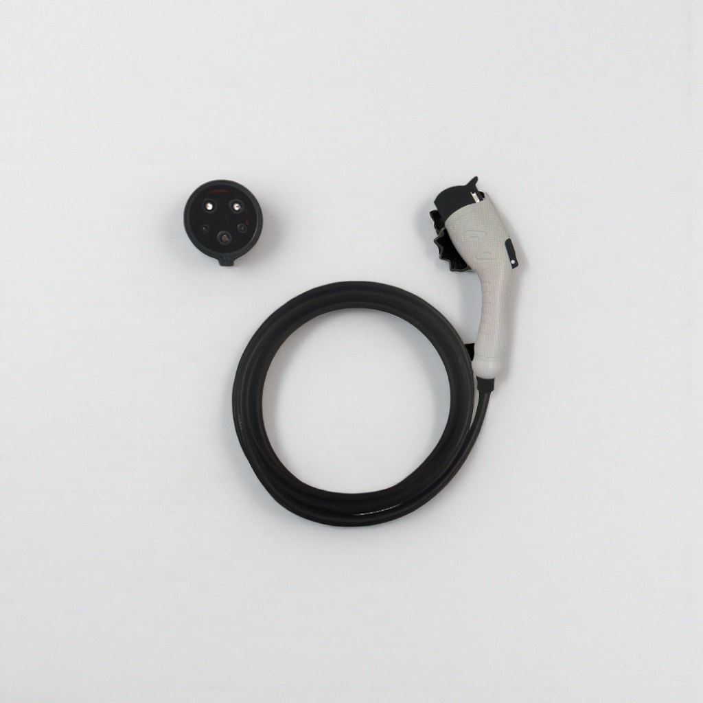 A black charging cable with a white charging gun head is a dedicated fast charging cable for electric vehicles