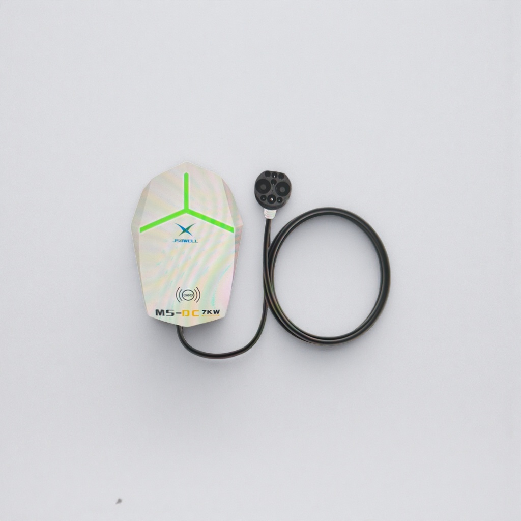 A portable household charging gun with a black curly cable for charging piles Specification image