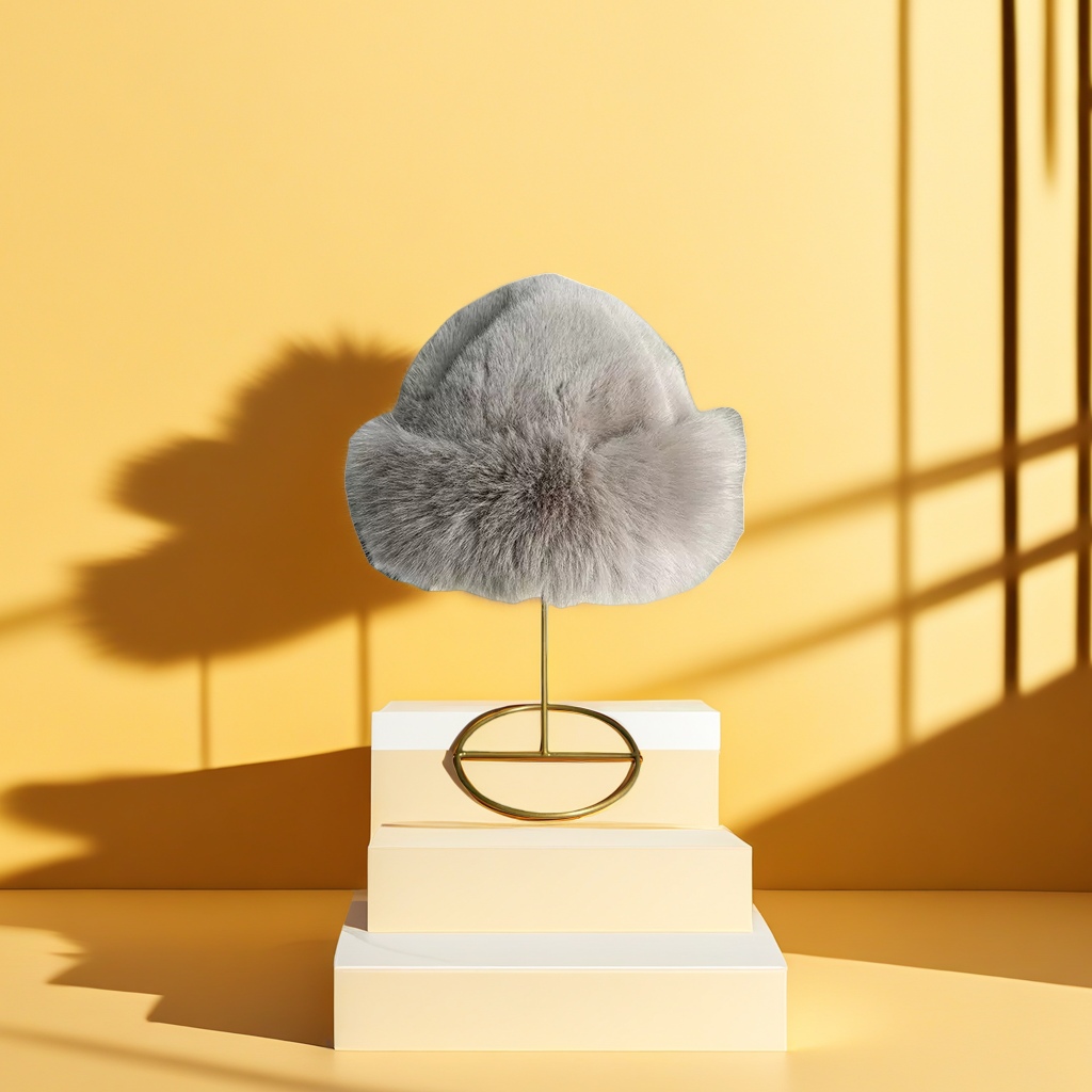 This grey plush warm hat is a casual and versatile Korean style for both men and women in autumn and winter Specification image