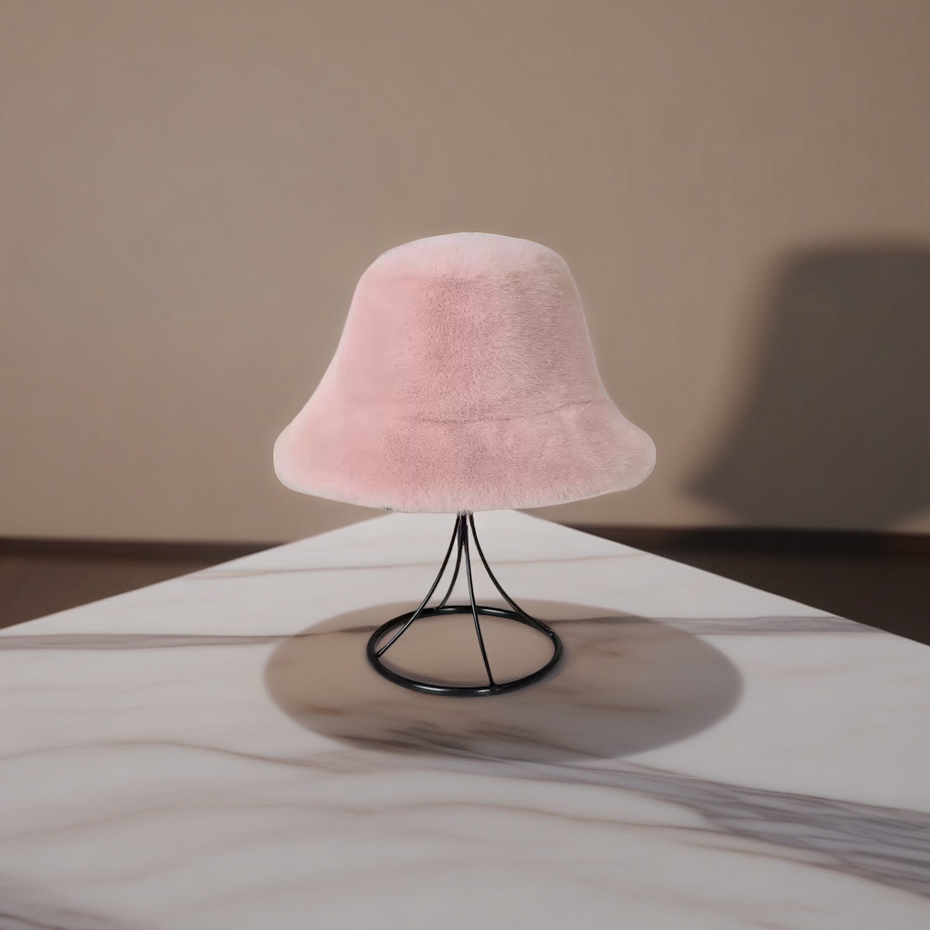 Pink plush fisherman's hat, a warm and face-enhancing little Korean-style casual and versatile hat for autumn and winter Specification image