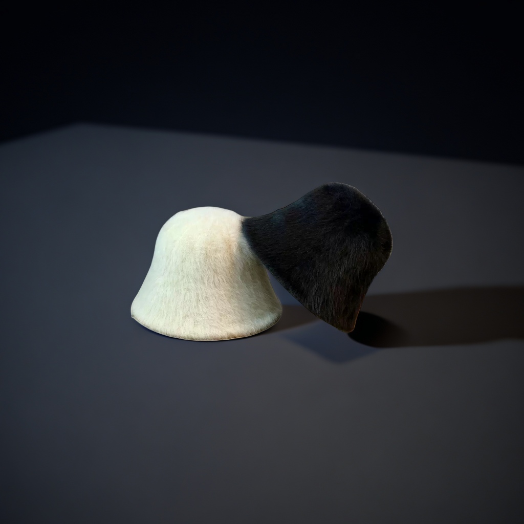 A white and black plush hat for adults Application Scenario