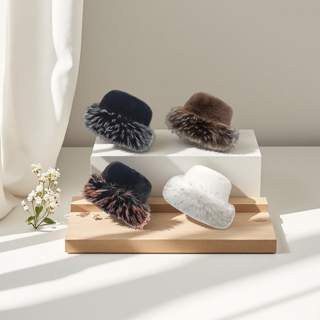 The plush hat is warm and cute, a new autumn and winter style for both men and women