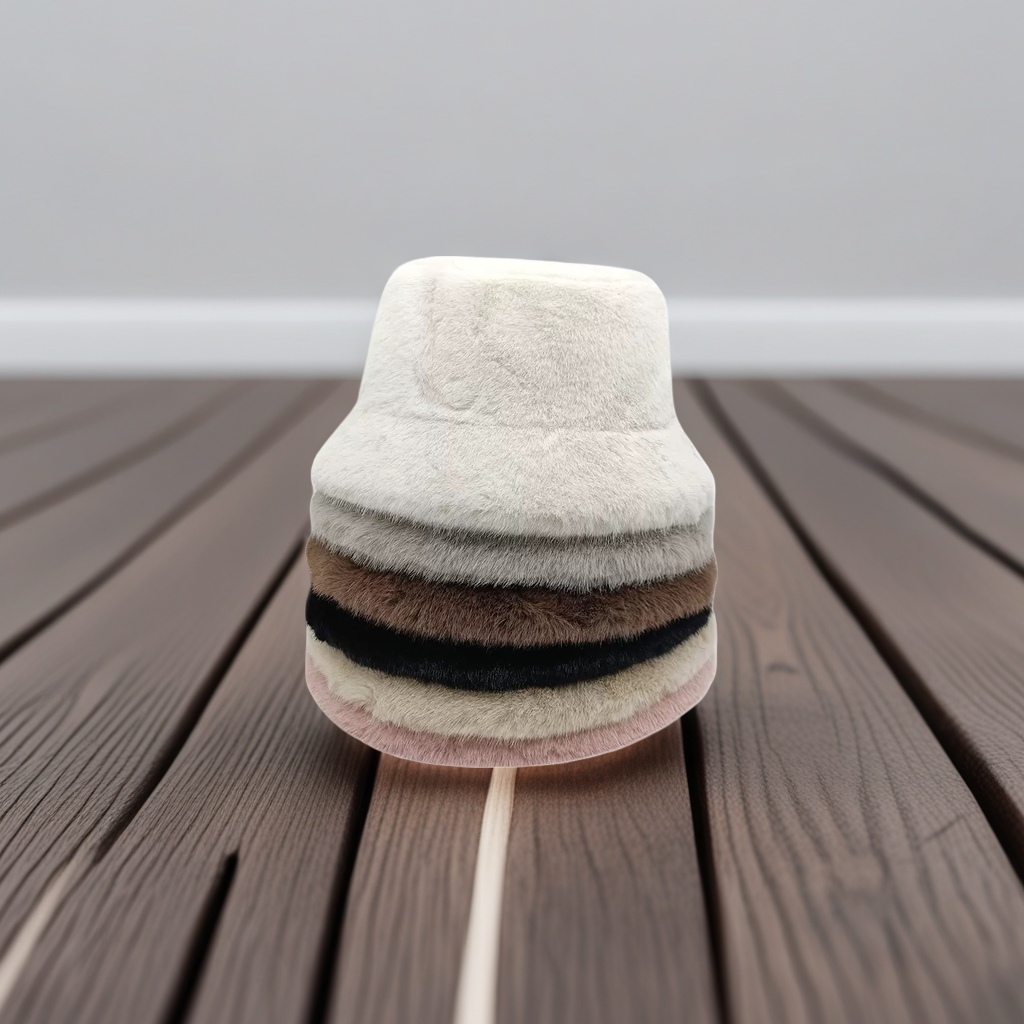 The white plush fisherman's hat is warm and flattering for the face in autumn and winter. It's a casual and versatile Korean-style hat