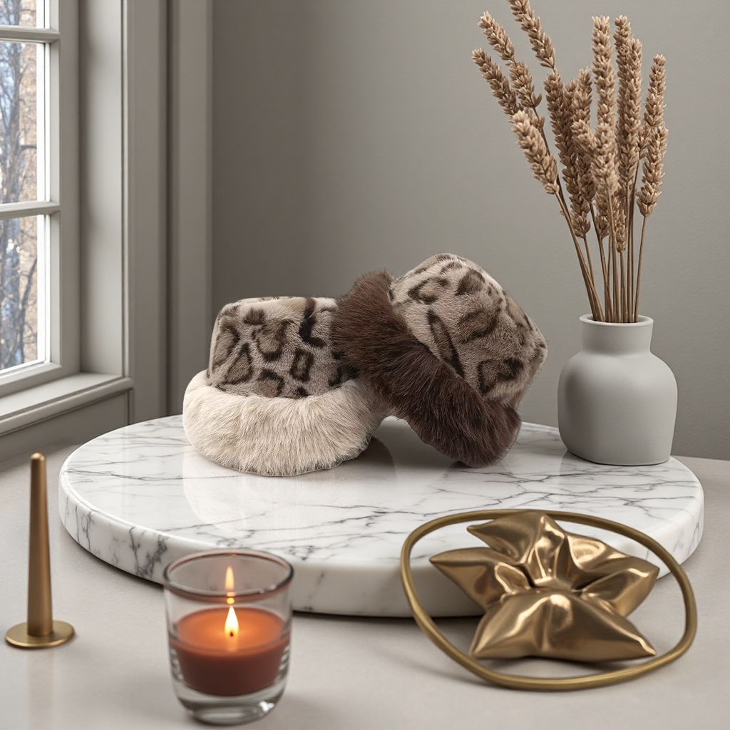 Leopard print plush warm hat, a fashionable and casual hat for women in autumn and winter Specification image