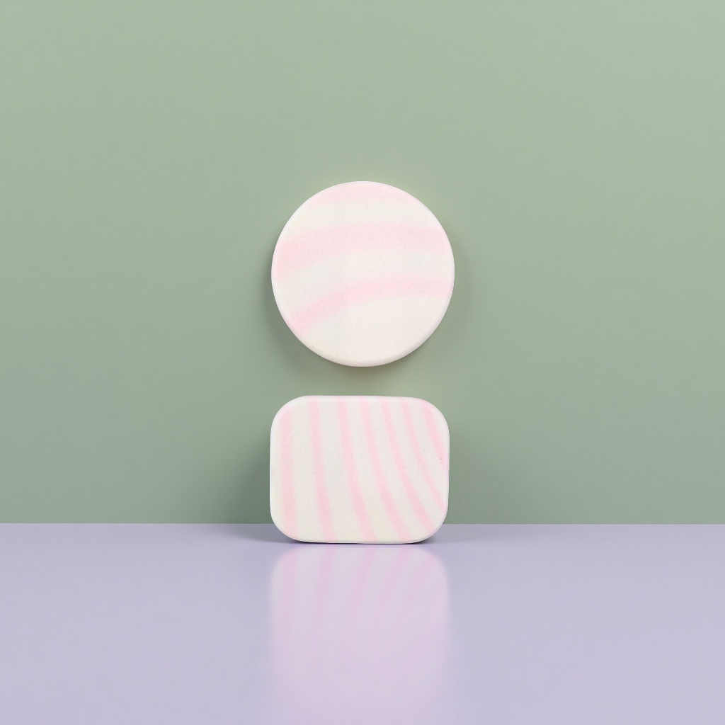 Pink striped sponge makeup egg, easy to apply and clean, is a beauty tool Application Scenario