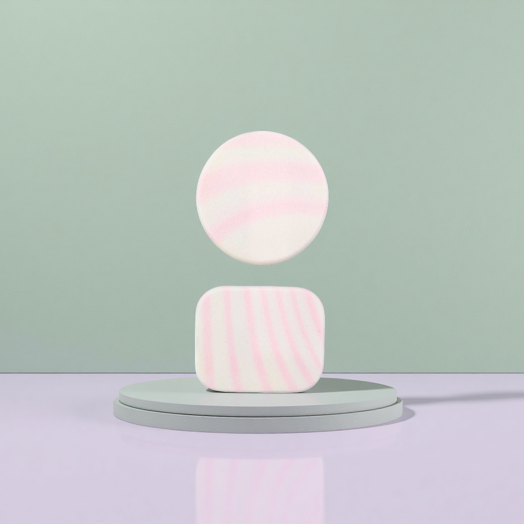 Pink striped sponge makeup egg, easy to apply and clean, is a beauty tool Specification image