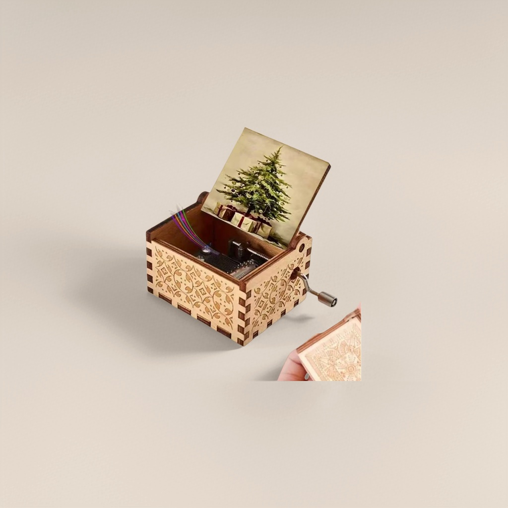 صندوق موسيقى خشبي لعيد الميلاد، صندوق هدايا لعيد الميلاد Specification image