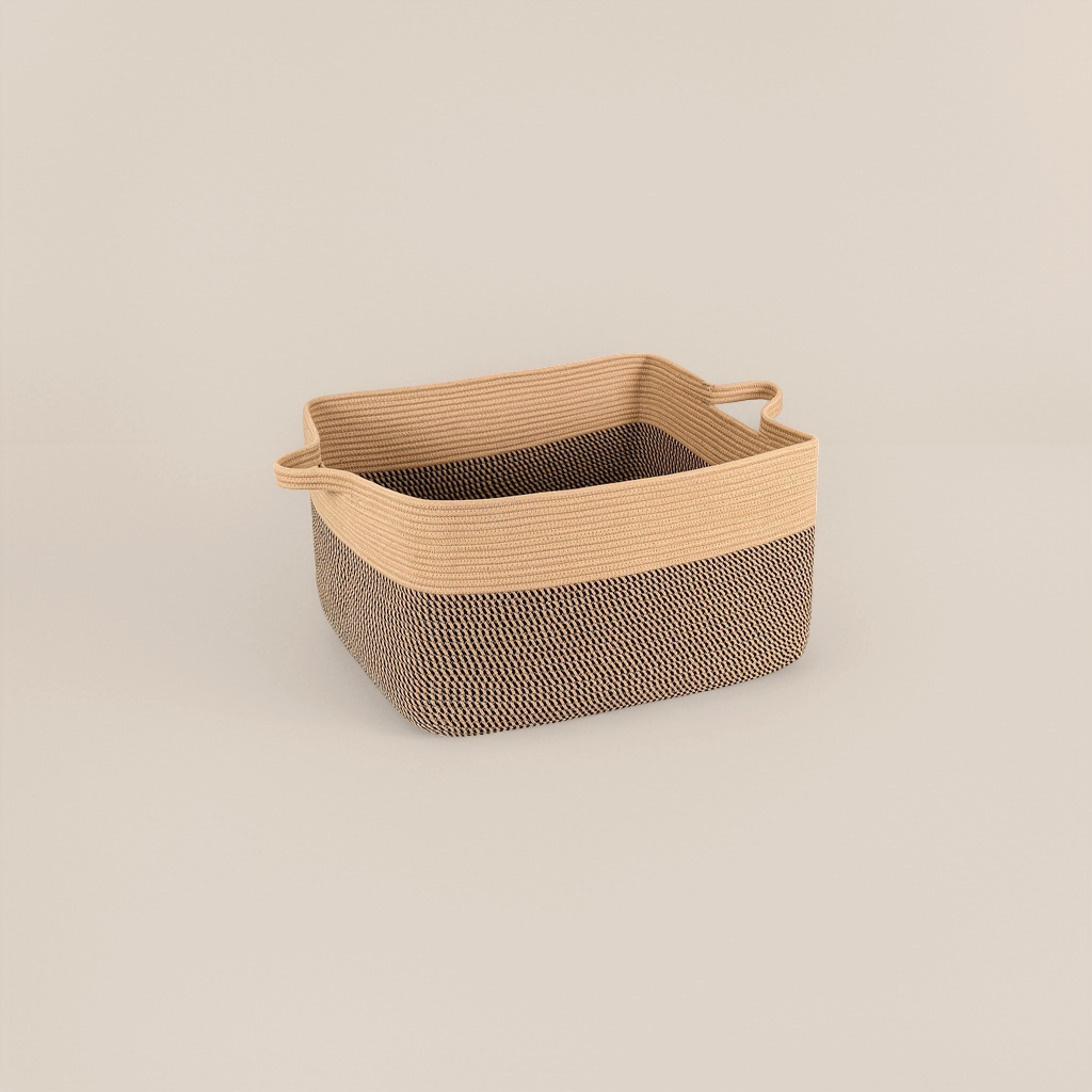Beige and black woven texture storage basket for home storage and organization, large capacity, dust-proof Application Scenario