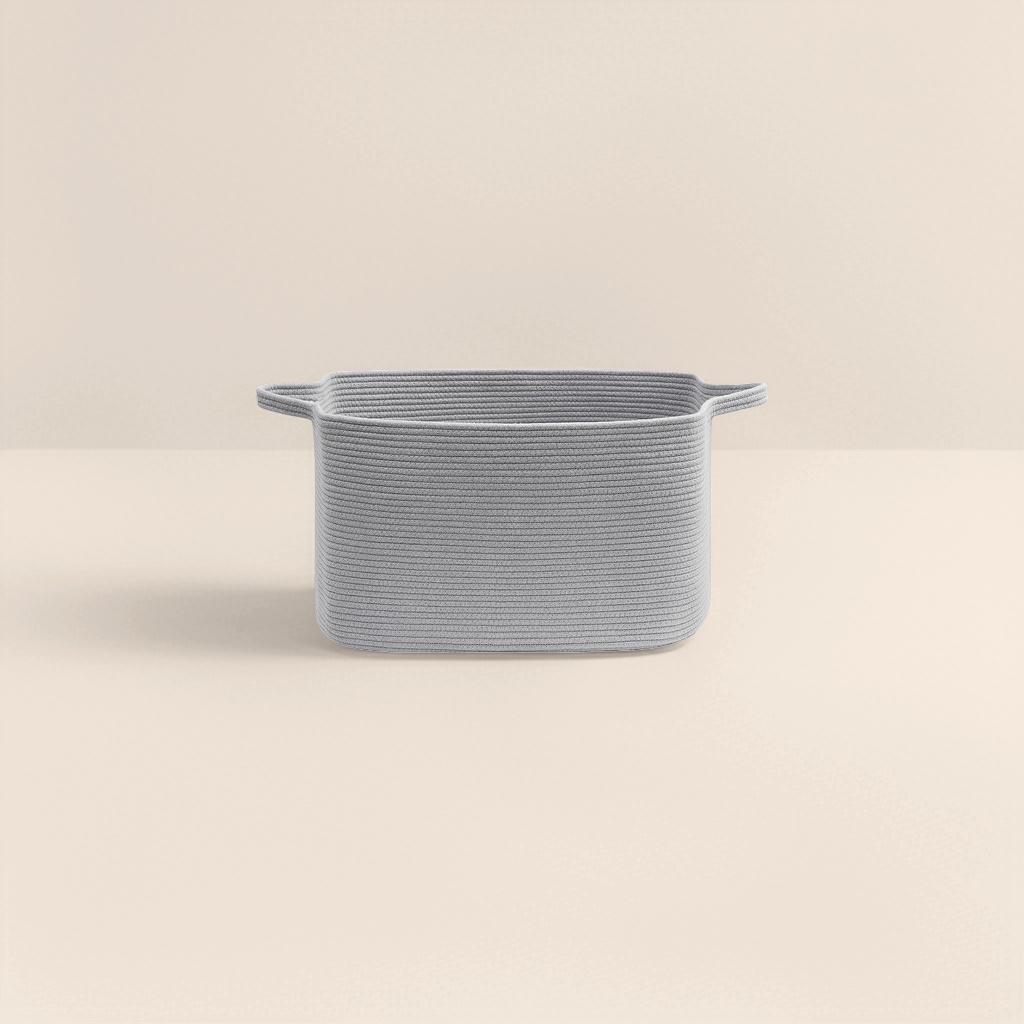 Grey rope woven storage basket for home organization, rattan woven storage basket, suitable for both living room and bedroom details Picture