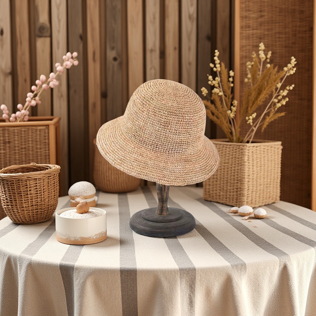 Beige woven straw hat for women, summer sun protection hat, casual vacation straw woven hat