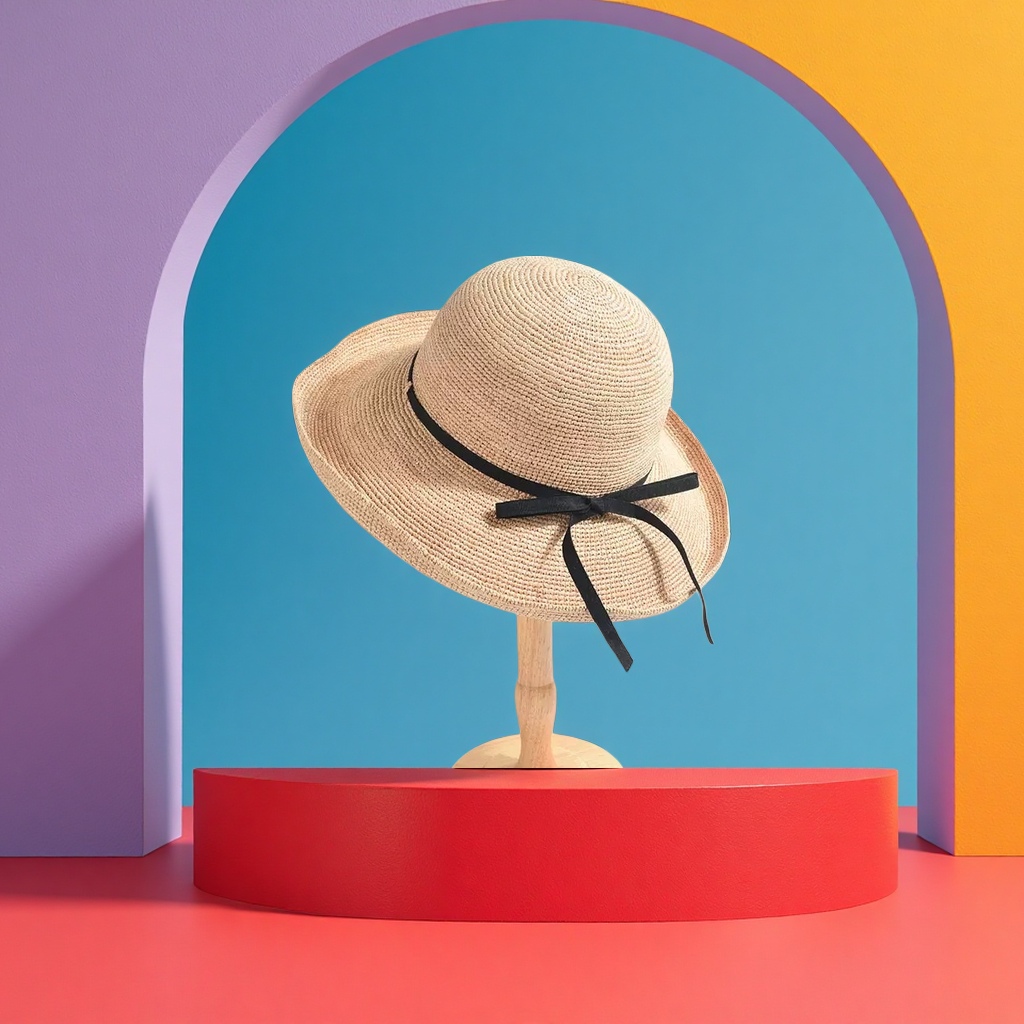 Korean adult hats, women's summer Korean straw hats, sun protection hats details Picture