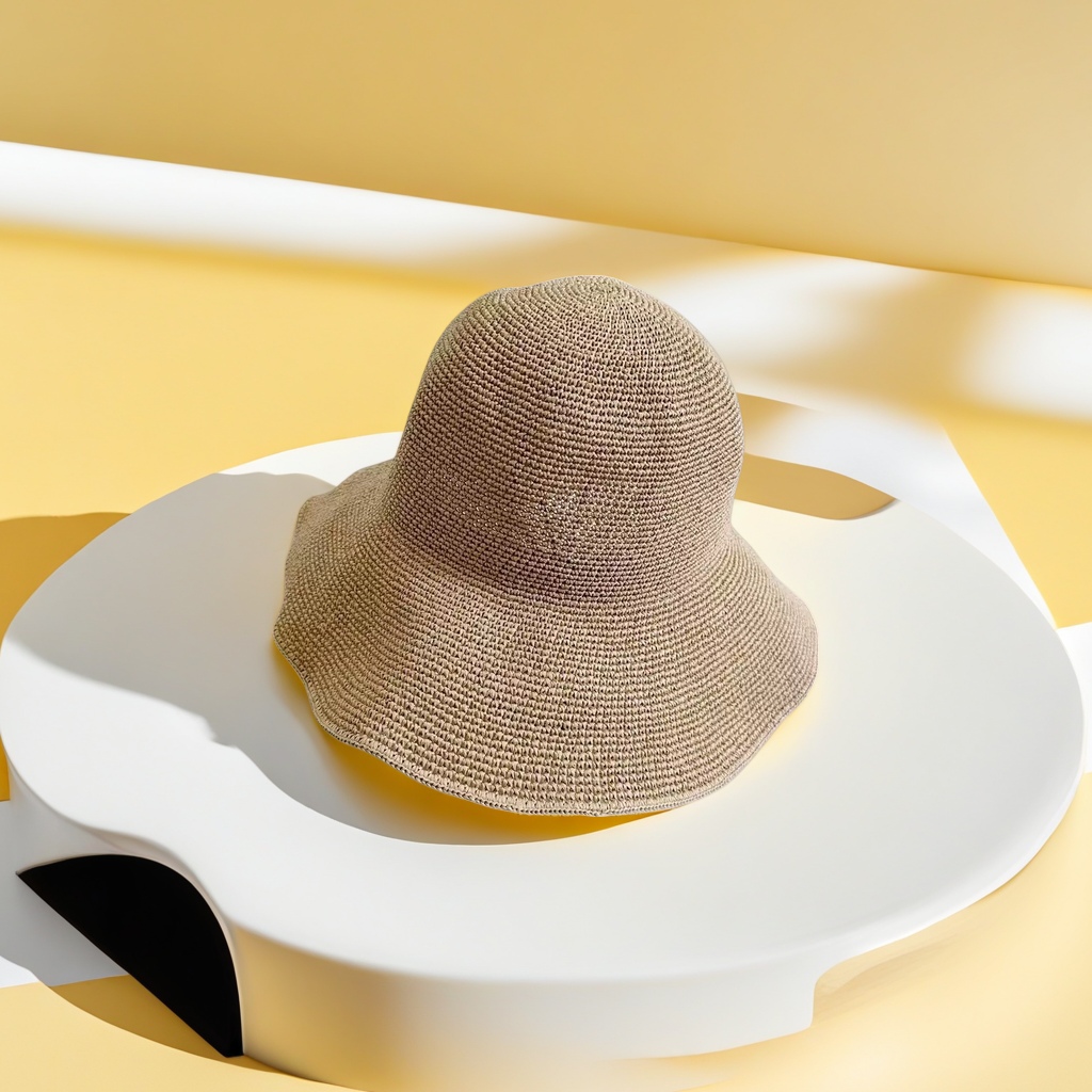 Beige hand-woven straw hat, breathable, light and vacation-style sun hat, summer Korean version for women