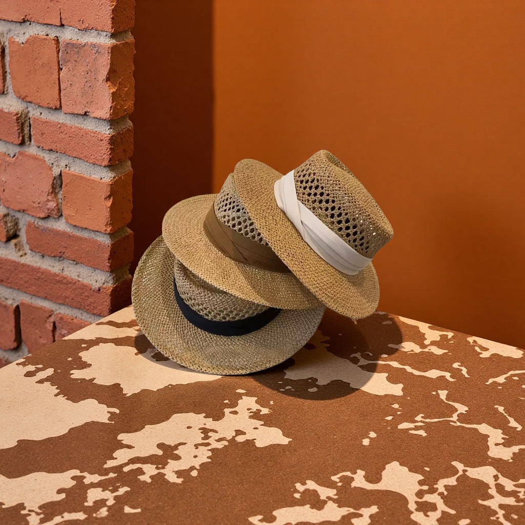 Straw-woven top hats in a stacked style, summer sun hats for women, fashionable and casual Korean adult hats, summer Korean straw hats for women, sun protection hats
