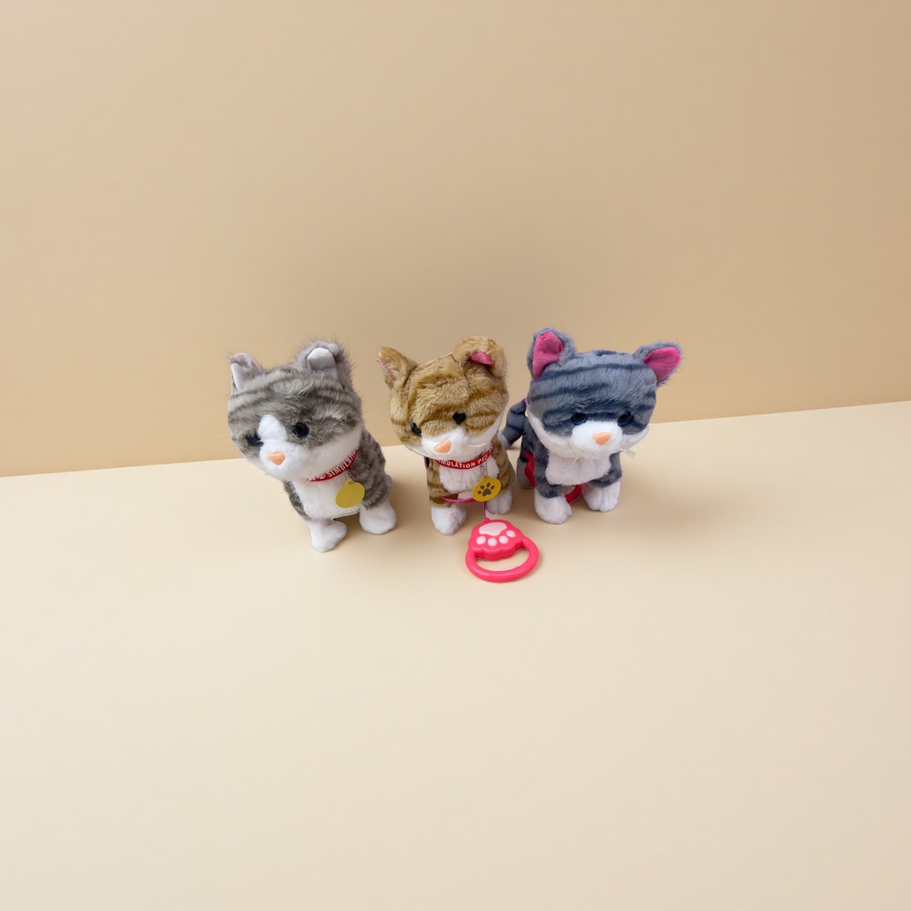 三只毛绒猫咪玩具可爱软萌布艺摆件家居装饰