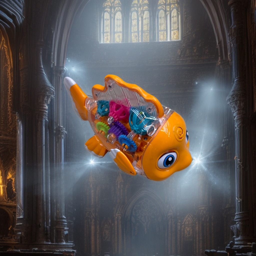 The orange fish-shaped children's educational toy is safe, non-toxic, flexible and resistant to biting details Picture