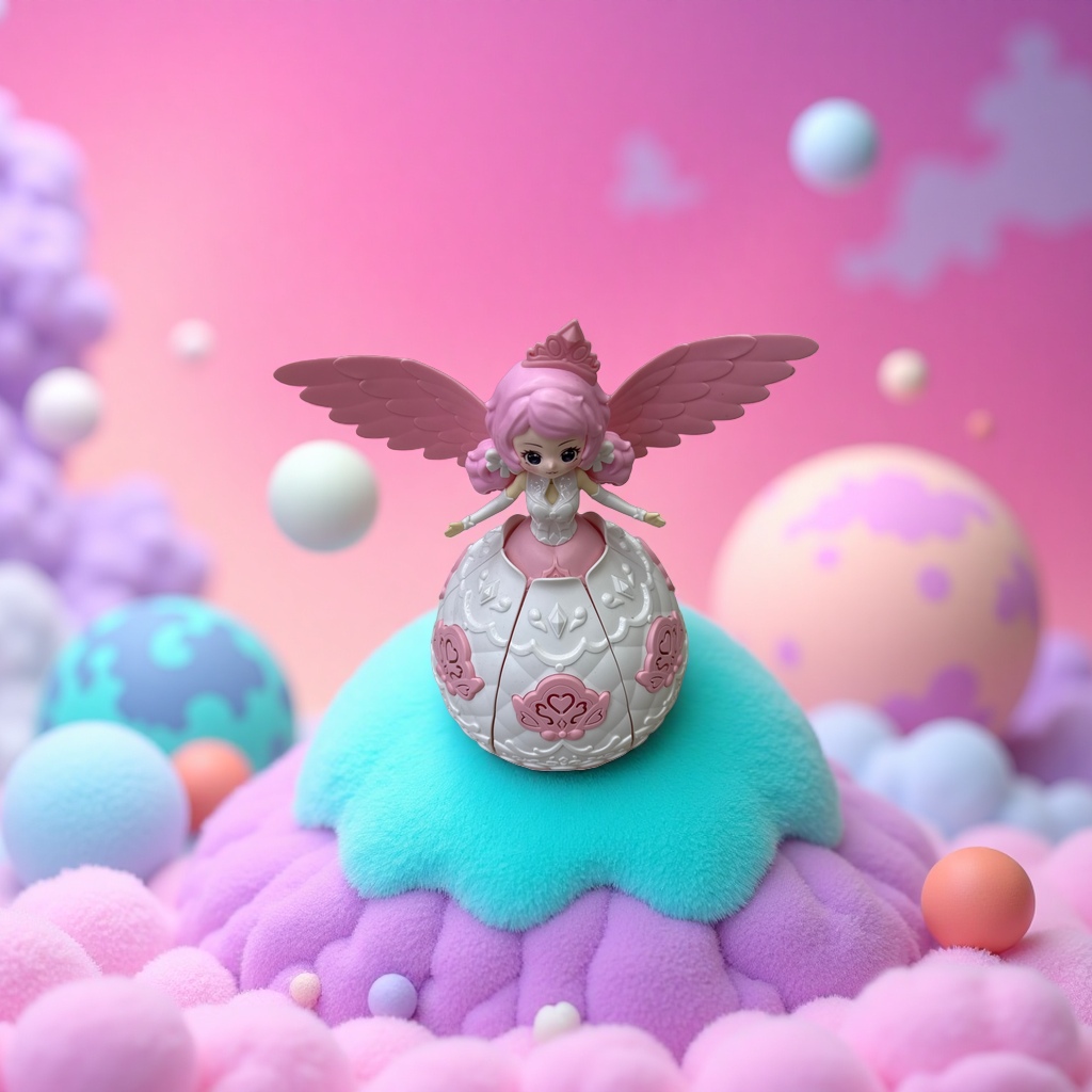 Pink winged angel plush toy, cute throw pillow decorative item details Picture