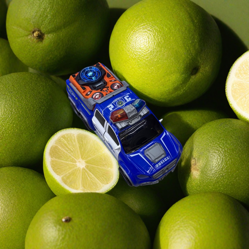 Blue police car toy children's educational simulation voice-activated remote control car details Picture