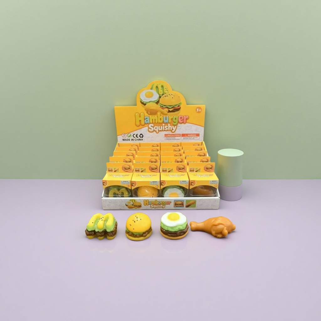 Yellow hamburger toy display stand, children's educational decorative items, home decoration creative storage rack Application Scenario