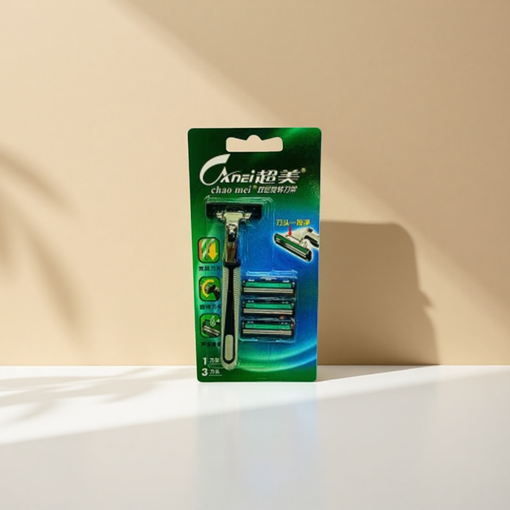 The Super Beautiful brand green packaging razor comes with a three-blade head Application Scenario