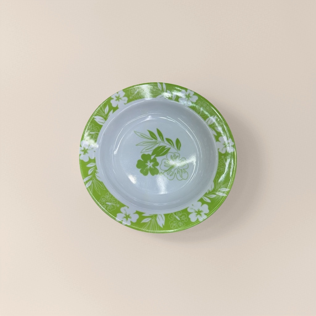 绿色花边白底陶瓷碗 家用简约餐碗 盛饭盛汤碗