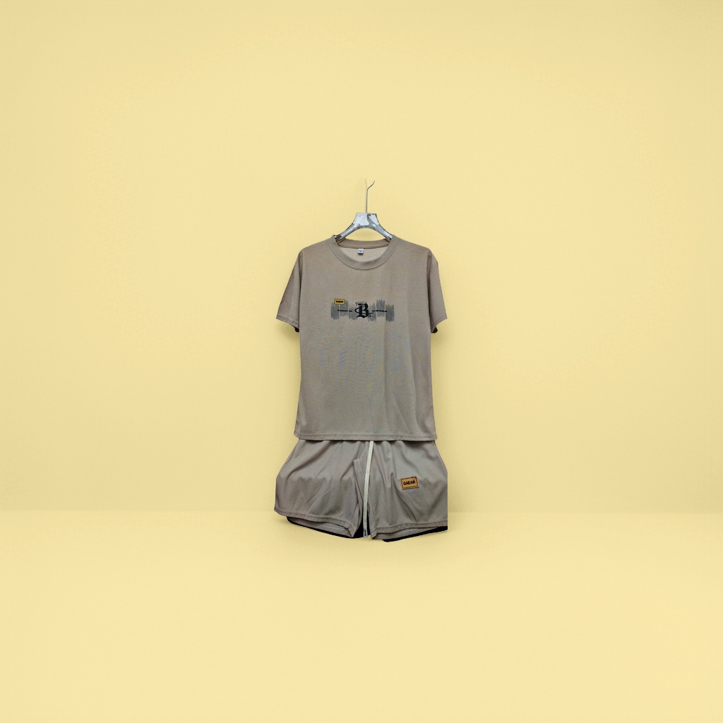 Men's casual, loose and quick-drying fitness two-piece sportswear set details Picture