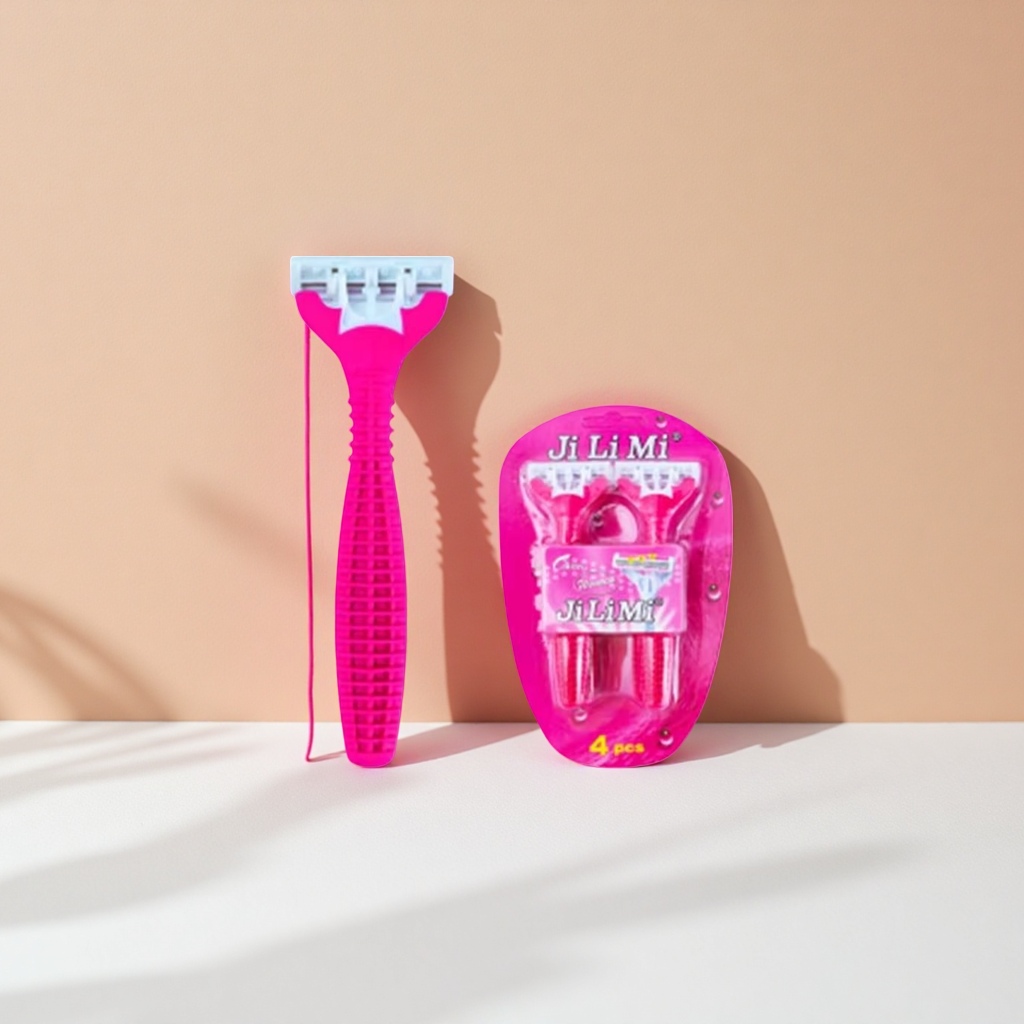 Pink electric shaver for men, facial cleansing and contouring device, portable and rechargeable for full body washing