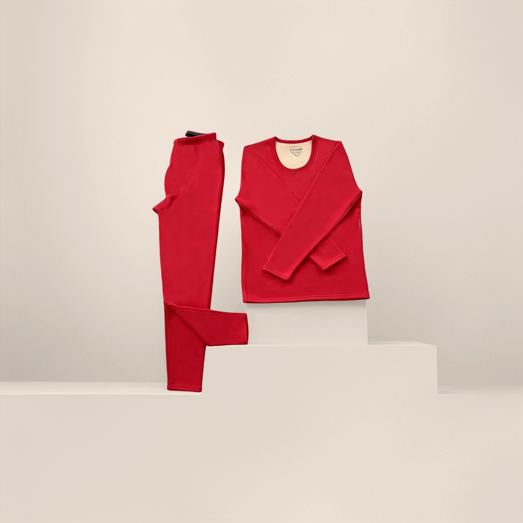 Red thermal underwear set for men and women, thickened basic base layer for autumn and winter Specification image