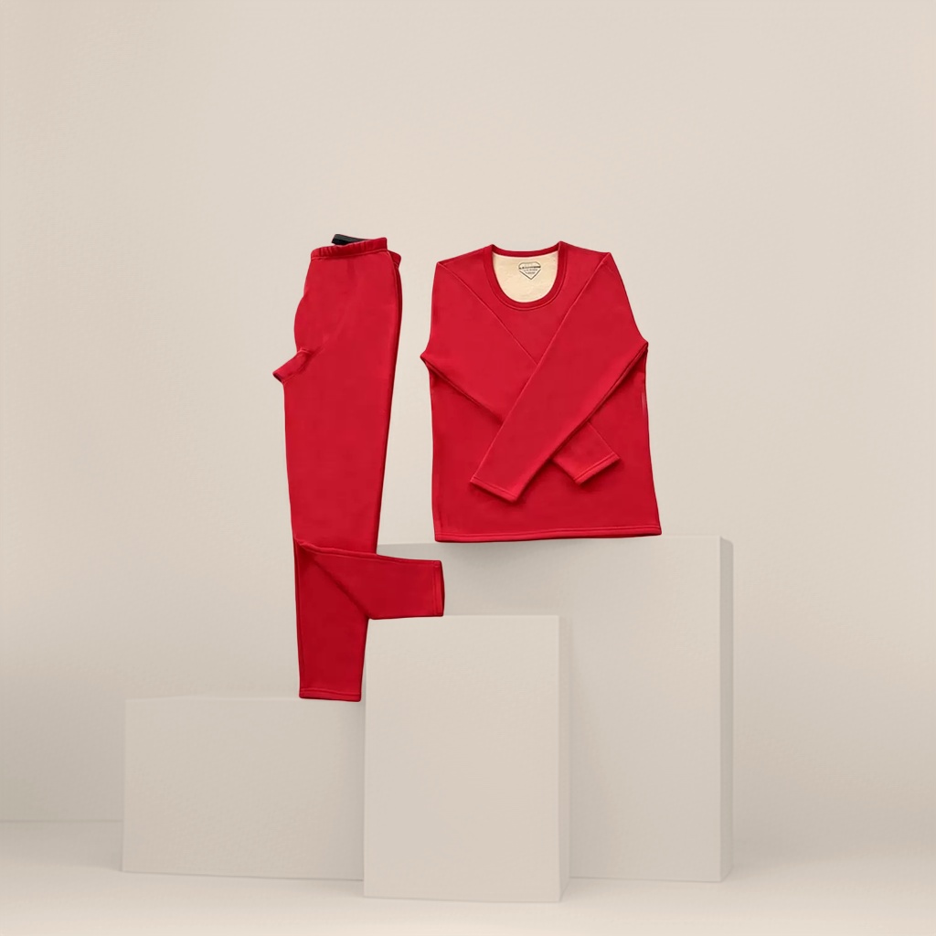 Red thermal underwear set for men and women, thickened basic base layer for autumn and winter Application Scenario