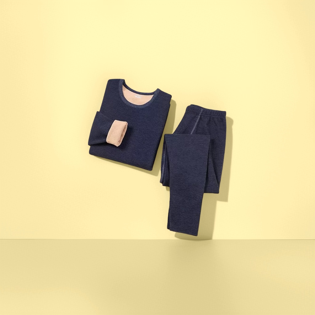 藏青色加厚保暖家居服套装女同款秋冬舒适柔软