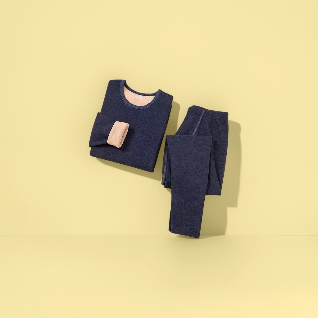 Navy blue thickened warm home wear set for women, comfortable and soft for autumn and winter details Picture