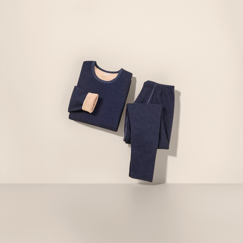 Navy blue thickened warm home wear set for women, comfortable and soft for autumn and winter Specification image