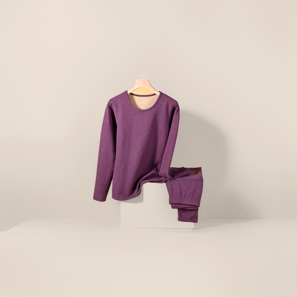Purple thickened thermal underwear set for both men and women, suitable for close-fitting base wear in autumn and winter Specification image