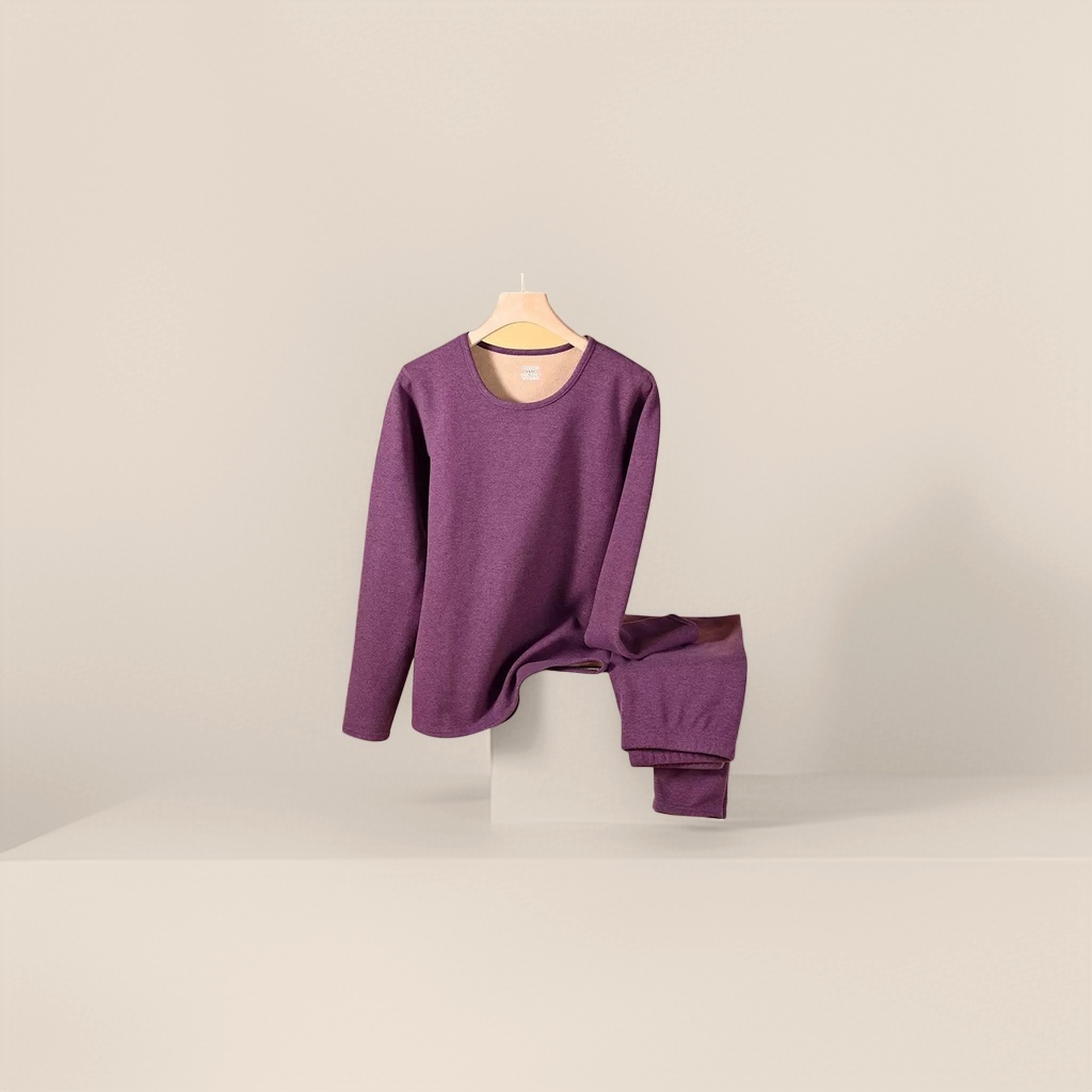 Purple thickened thermal underwear set for both men and women, suitable for close-fitting base wear in autumn and winter Application Scenario