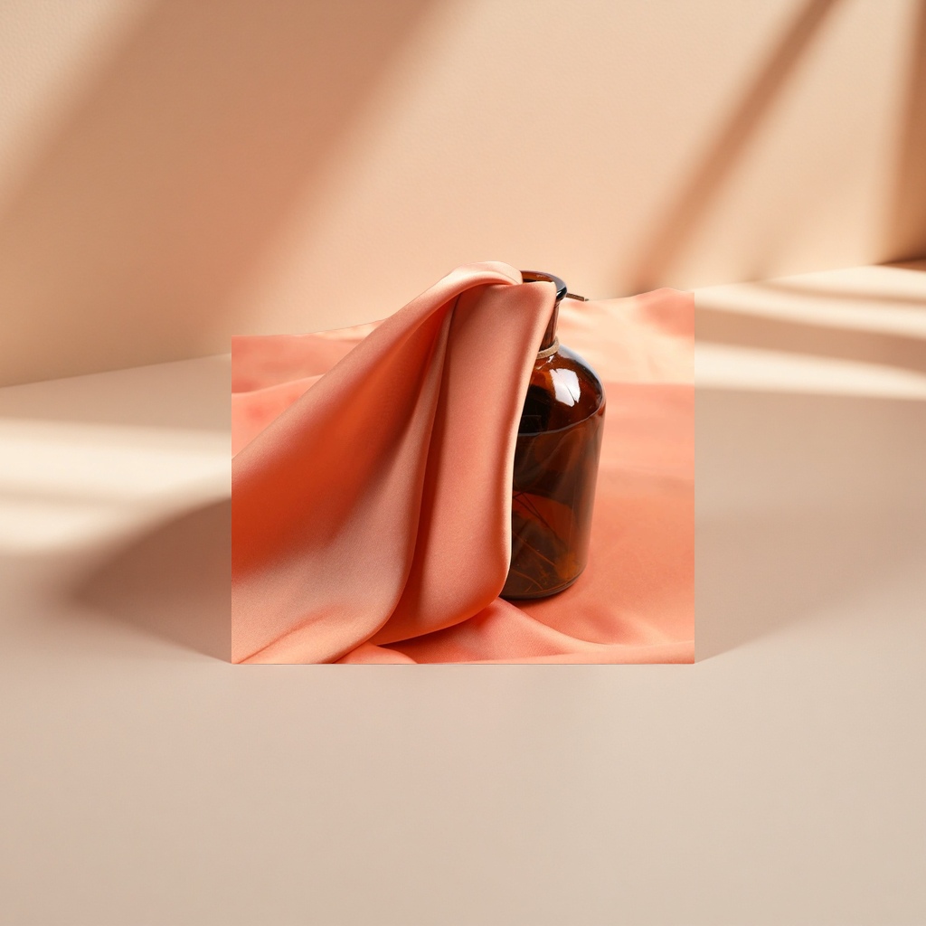 Orange silk fabric is paired with brown glass bottles to decorate with DIY handcrafted materials Application Scenario