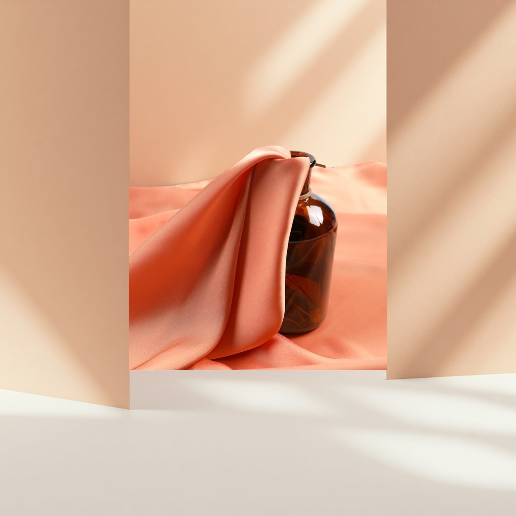 Orange silk fabric is paired with brown glass bottles to decorate with DIY handcrafted materials Specification image