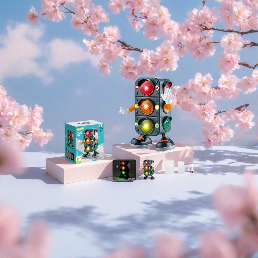 Black dancing traffic light toy children's educational interactive audio-visual toy Application Scenario