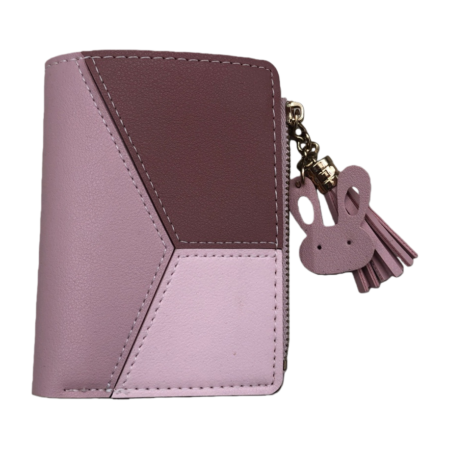 Pink color-blocked rabbit tassel pendant wallet, fashionable and light luxury ladies' clutch Item Picture