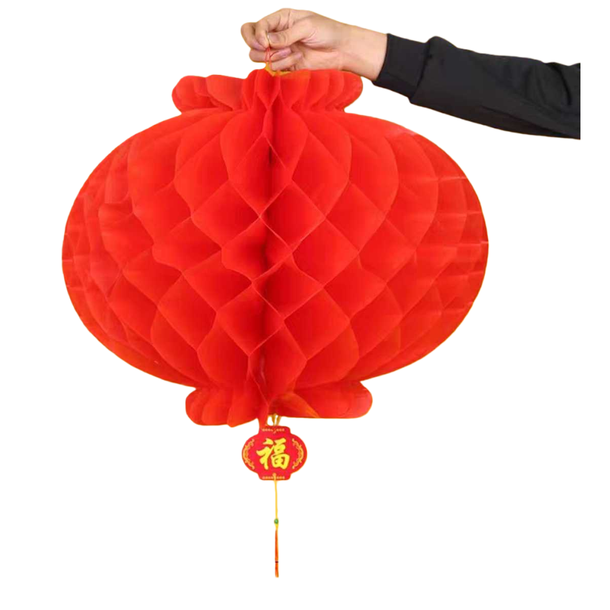 Red honeycomb paper lantern, hand-folded and extendable, festive decorative pendant Item Picture