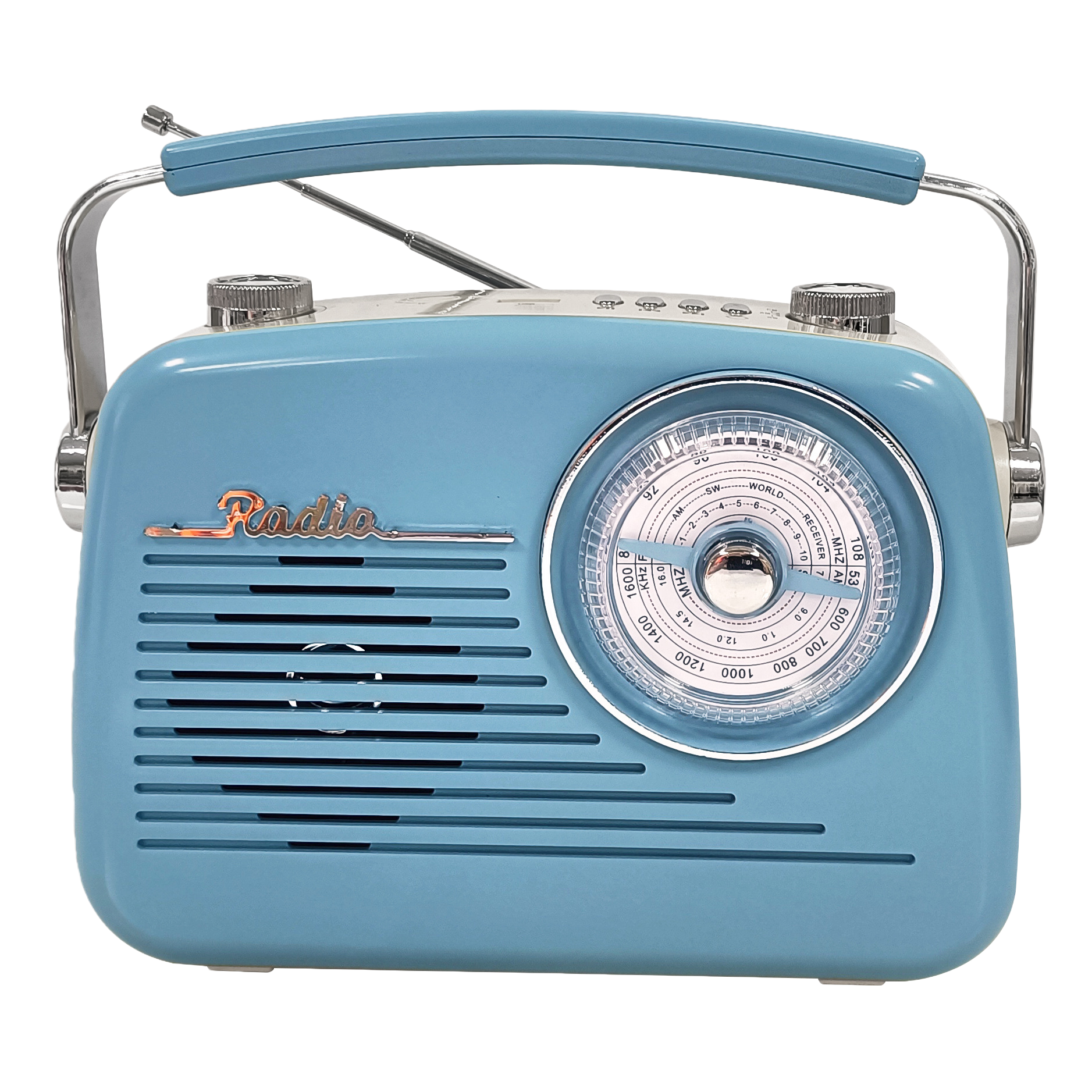 Light blue vintage radio Bluetooth speaker, nostalgic desktop decorative audio system Item Picture