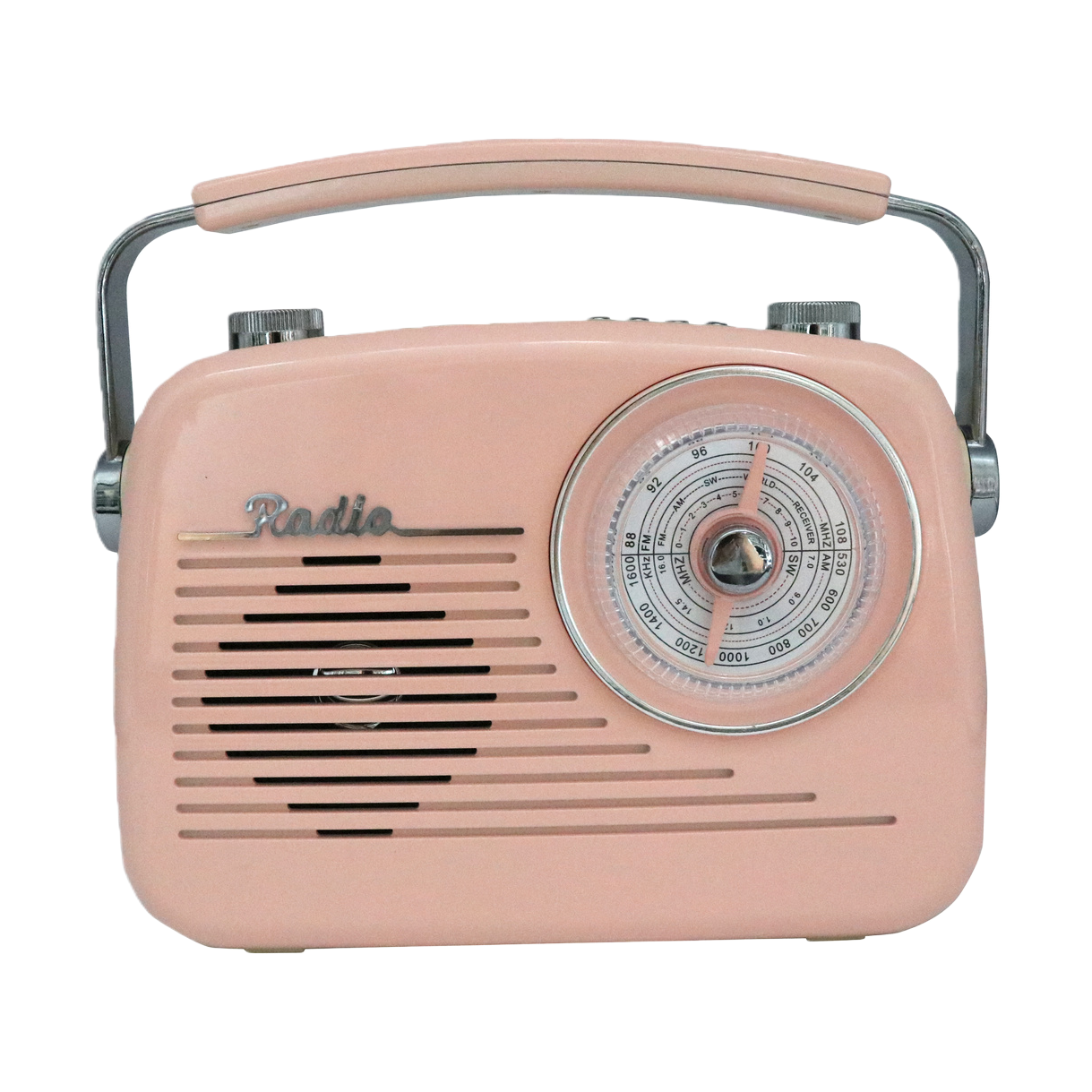 Pink retro radio, Bluetooth speaker, alarm clock with sound pickup function, wooden shell desktop decoration Item Picture