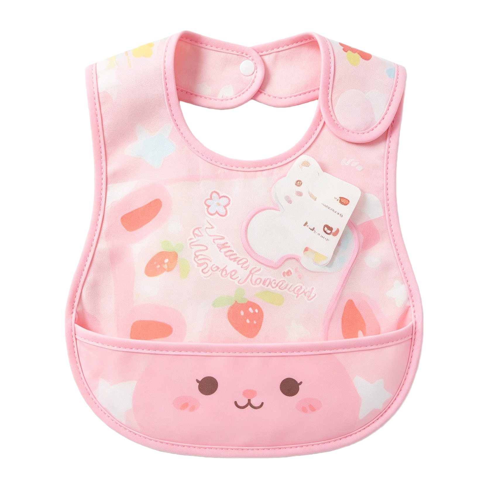 Pink cartoon baby bib, anti-stain bib for infants and toddlers, feeding bib for infants and toddlers Item Picture