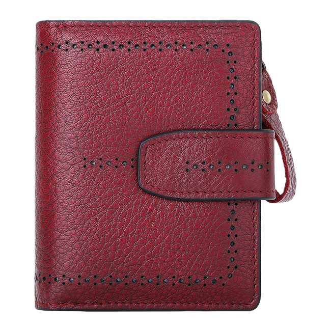 Wine red genuine leather wallet for women, long style, simple, fashionable, business and casual Item Picture