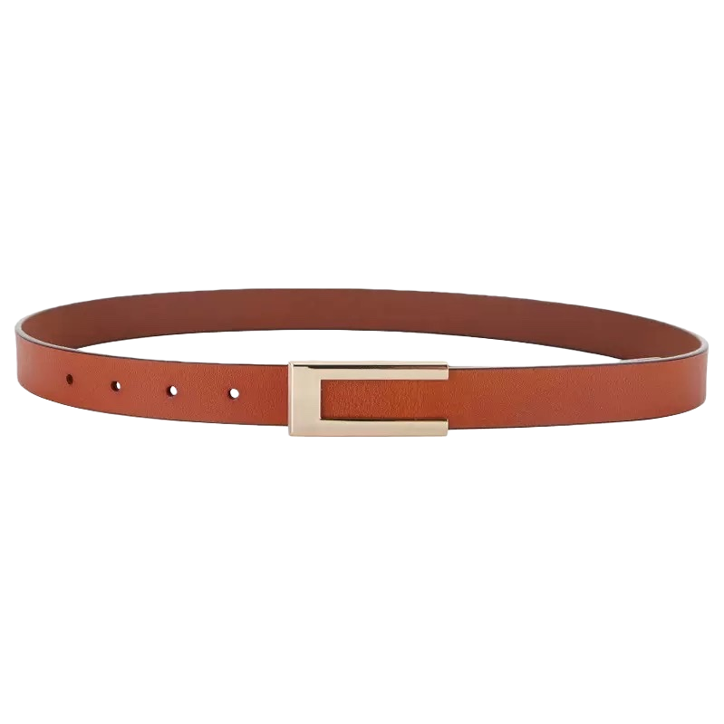 Brown genuine leather men's belt, simple and versatile, casual business belt, 3.5cm wide Item Picture