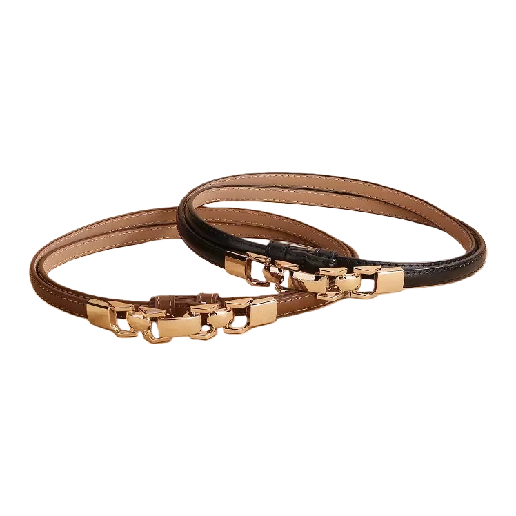 The golden buckle leather belt is a simple and versatile men's leather belt, 3.5cm wide Item Picture