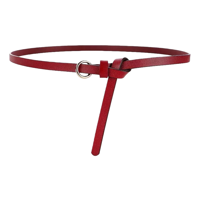 Red leather belt for men, simple and versatile. Cowhide genuine leather belt, 3.5cm wide Item Picture