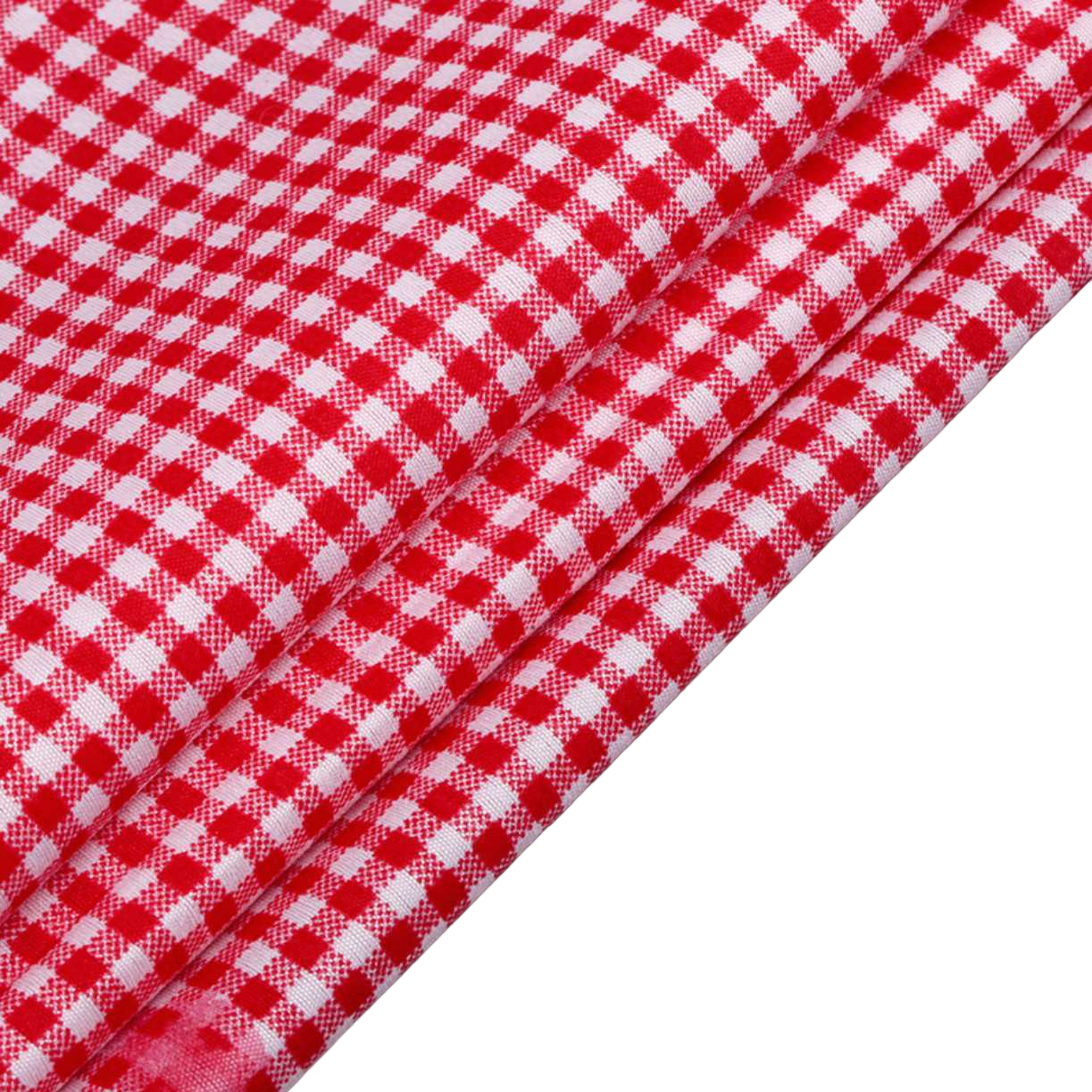 红白格子布料 棉麻混纺 宽幅150cm 适用服装家居DIY白底实物图